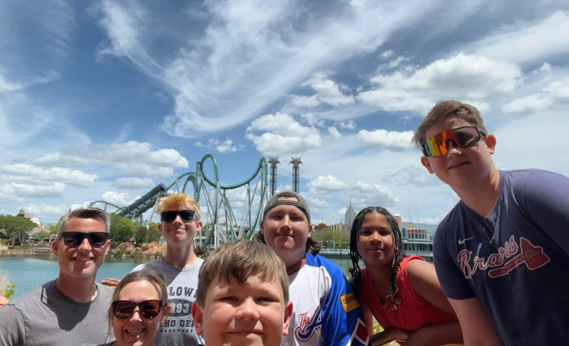 Pollard Family in front of the Hulk Coaster at Universal's Islands of Adventure